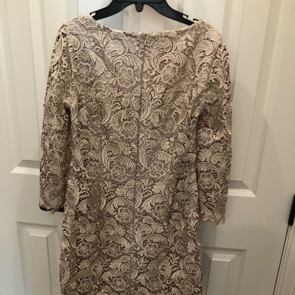 Champagne, holiday, new, lace, mini dress with tags, size 2 - Picture 4 of 5